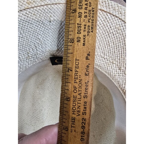 Career Collection Womens Vintage Hat Brimmed Beige Blue Ribbon w Original Box - Picture 9 of 11